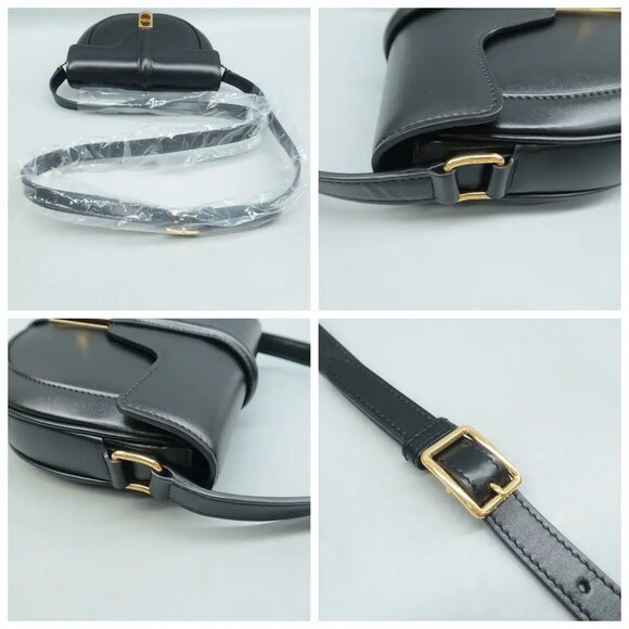 100% Authentic CELINE Besace Black Leather Shoulder Bag - Picture 9 of 12